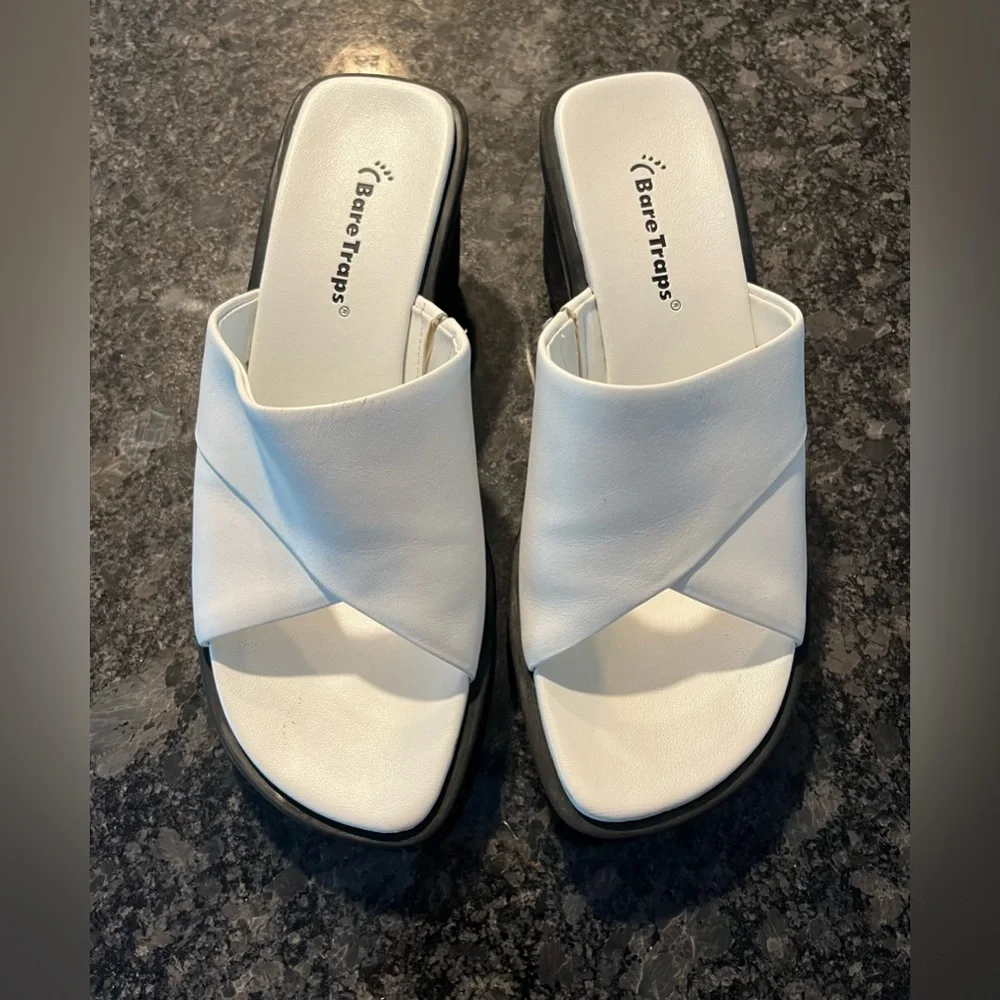 BareTraps White Slide Sandals